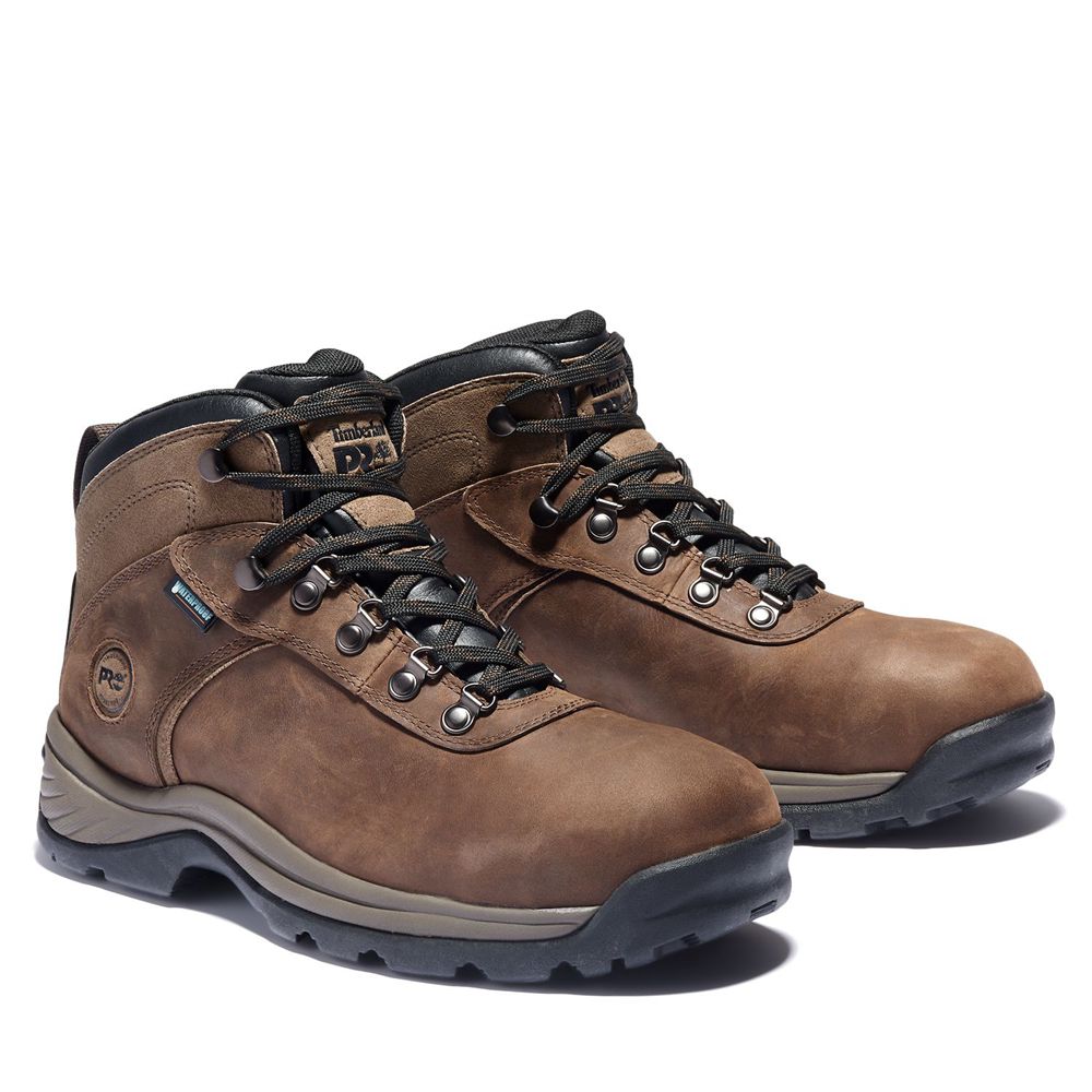 Timberland Mens Work Boots PRO® Flume Waterproof Steel-Toe - Brown/Black - India IC9157842